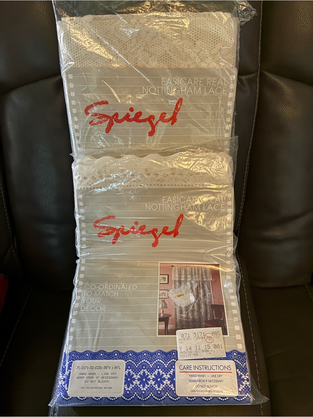 Vintage Spiegel Nottingham Lace Curtain Panels - Cream Lace - Set of 2
